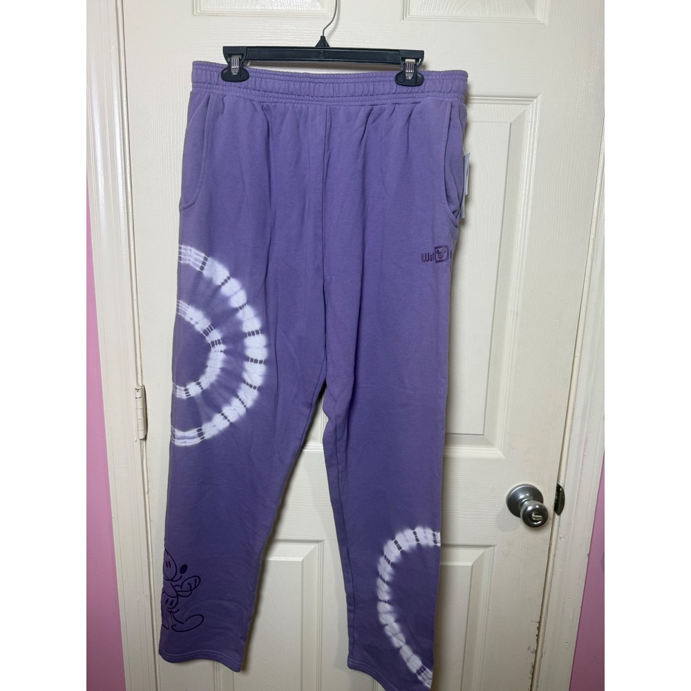 Disney‎ Parks Walt Disney World Mickey Mouse Tie Dye Purple Sweatpants Joggers L